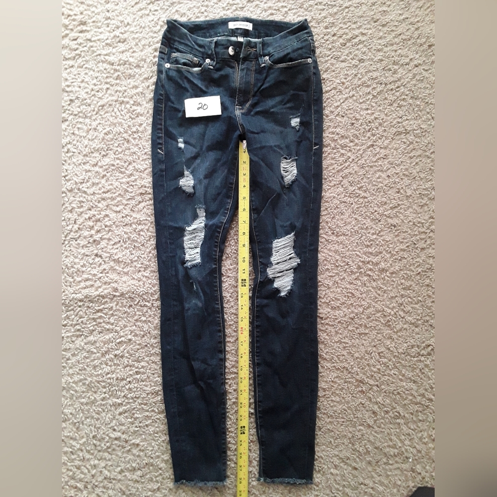 Good American Jeans - Blue with Manufactured Tears - size 00/24 (28 inseam)